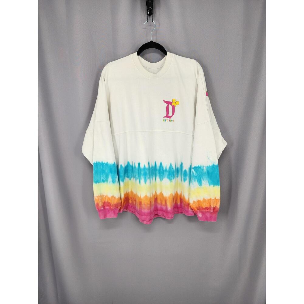 Disneyland Resort Spirit Jersey Shirt Womens XL Rainbow Tie Dye Long Sleeve